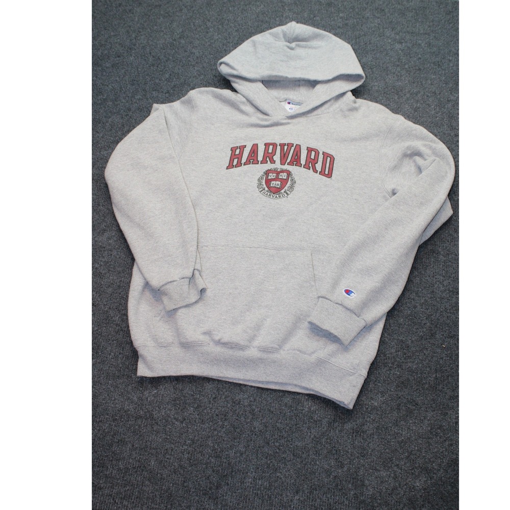 Champion Harvard University Hoodie Gray Youth Large Pullover Sweatshirt Eco